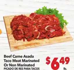 Vallarta Supermarkets Beef Carne Asada Taco Meat Marinated Or Non Marinated / PICADO DE RES PARA TACOS offer
