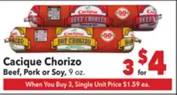 Vallarta Supermarkets Cacique Chorizo offer