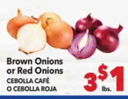 Vallarta Supermarkets Brown Onions or Red Onions / CEBOLLA CAFÉ O CEBOLLA ROJA offer