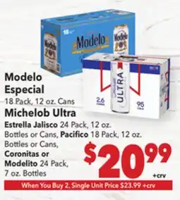 Vallarta Supermarkets Modelo Especial 18 Pack, 12 oz. Cans offer