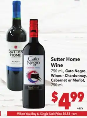 Vallarta Supermarkets Sutter Home Wine offer