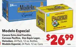 Vallarta Supermarkets Modelo Especial Corona Extra And Familiar, Cerveza Pacifico, Dos Equis Lager, Heineken offer
