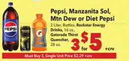 Vallarta Supermarkets Pepsi, Manzanita Sol, Mtn Dew or Diet Pepsi offer