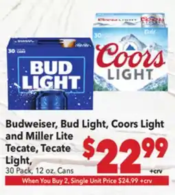 Vallarta Supermarkets Budweiser, Bud Light, Coors Light and Miller Lite Tecate, Tecate Light offer