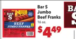 Vallarta Supermarkets Bar S Jumbo Beef Franks offer