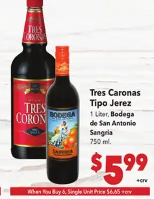 Vallarta Supermarkets Tres Caronas Tipo Jerez offer