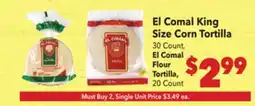 Vallarta Supermarkets El Comal King Size Corn Tortilla offer