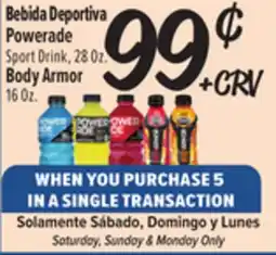 El Super Powerade Sport Drink, 28 Oz. Body Armor 16 Oz offer