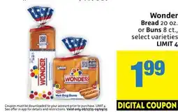Foodmaxx Wonder Bread 20 oz. or Buns 8 ct offer