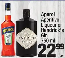 Super King Markets Aperol Aperitivo Liqueur or Hendrick's Gin offer