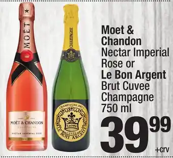 Super King Markets Moet & Chandon Nectar Imperial Rose or Le Bon Argent Brut Cuvee Champagne offer