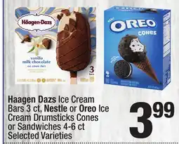 Super King Markets Haagen Dazs Ice Cream Bars 3 ct, Nestle or Oreo Ice Cream Drumsticks Cones or Sandwiches 4-6 ct offer