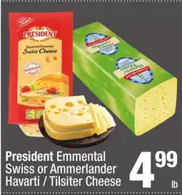 Super King Markets President Emmental Swiss or Ammerlander Havarti/Tilsiter Cheese offer