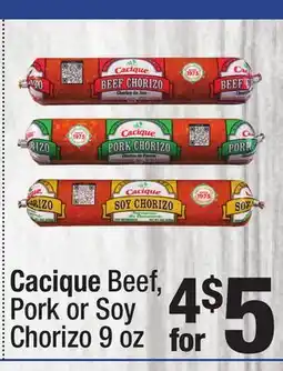 Super King Markets Cacique Beef, Pork or Soy Chorizo offer