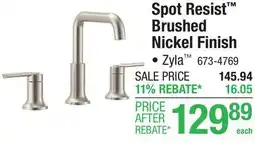 Menards Moen Spot Resist Brushed Nickel Finish offer