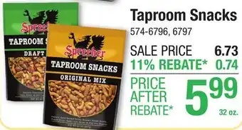 Menards Taproom Snacks offer