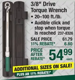 Menards Masterforce 3/8 Drive Torque Wrench Tools offer