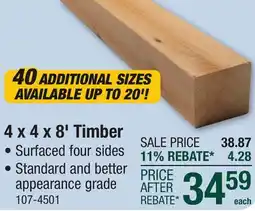 Menards 4 x 4 x 8' Timber offer