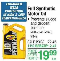 Menards Full Synthetic Motor Oil offer