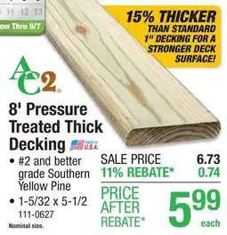Menards 8' Pressure Treated Thick Decking offer