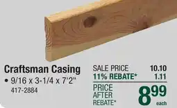 Menards Mastercraft Craftsman Casing Ready-to-Finish Knotty Pine offer