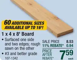 Menards 1 x 4 x 8' Board Western Red Cedar offer