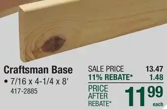 Menards Craftsman Base offer