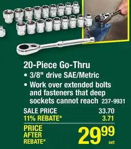 Menards Masterforce 20-Piece Go-Thru Mechanic's Tool Set offer