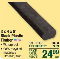 Menards 3 x 4 x 8' Black Plastic Timber offer