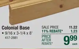 Menards Colonial Base offer