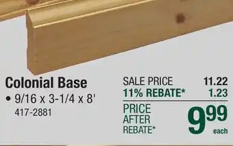 Menards Colonial Base offer