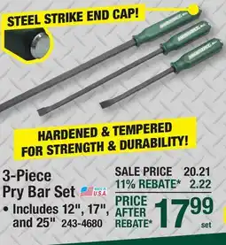 Menards Masterforce 3-Piece Pry Bar Set Tools offer