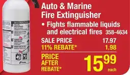 Menards Auto & Marine Fire Extinguisher offer