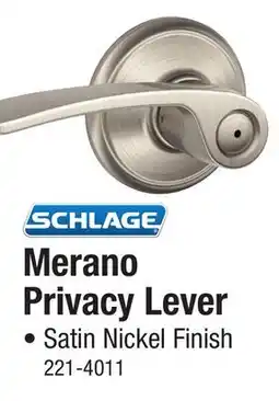 Menards Schlage Merano Privacy Lever Door Lock offer