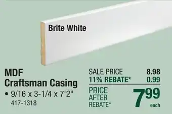 Menards MDF Craftsman Casing offer