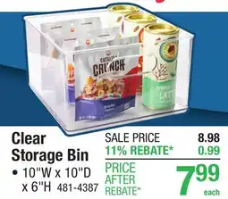 Menards Clear Storage Bin offer