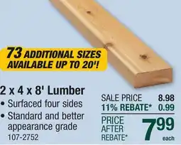 Menards 2 x 4 x 8' Lumber offer