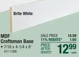 Menards MDF Craftsman Base offer