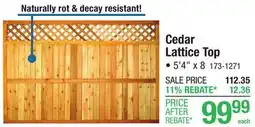 Menards Cedar Lattice Top offer