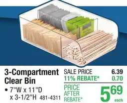 Menards 3-Compartment Clear Bin offer