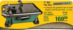 Menards Masterforce 7 Wet Tile Saw offer