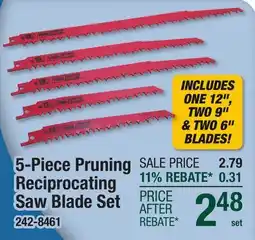 Menards 5-Piece Pruning Reciprocating Saw Blade Set offer