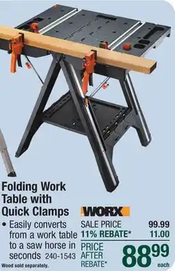 Menards Worx Folding Work Table with Quick Clamps offer