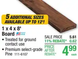 Menards 1 x 4 x 8' Board Cedartone Premium Pressure Treated offer