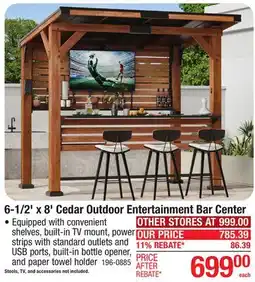 Menards 6-1/2' x 8' Cedar Outdoor Entertainment Bar Center offer