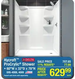 Menards Delta Hycroft ProCrylic Shower offer