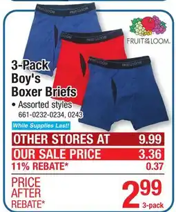Menards 3-Pack Boy's Boxer Briefs offer