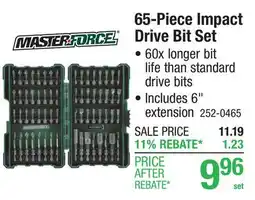 Menards 65-Piece Impact Drive Bit Set offer