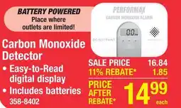 Menards Carbon Monoxide Detector offer