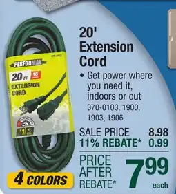 Menards 20' Extension Cord offer